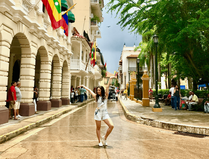 Nicole visiting a colorful city.
